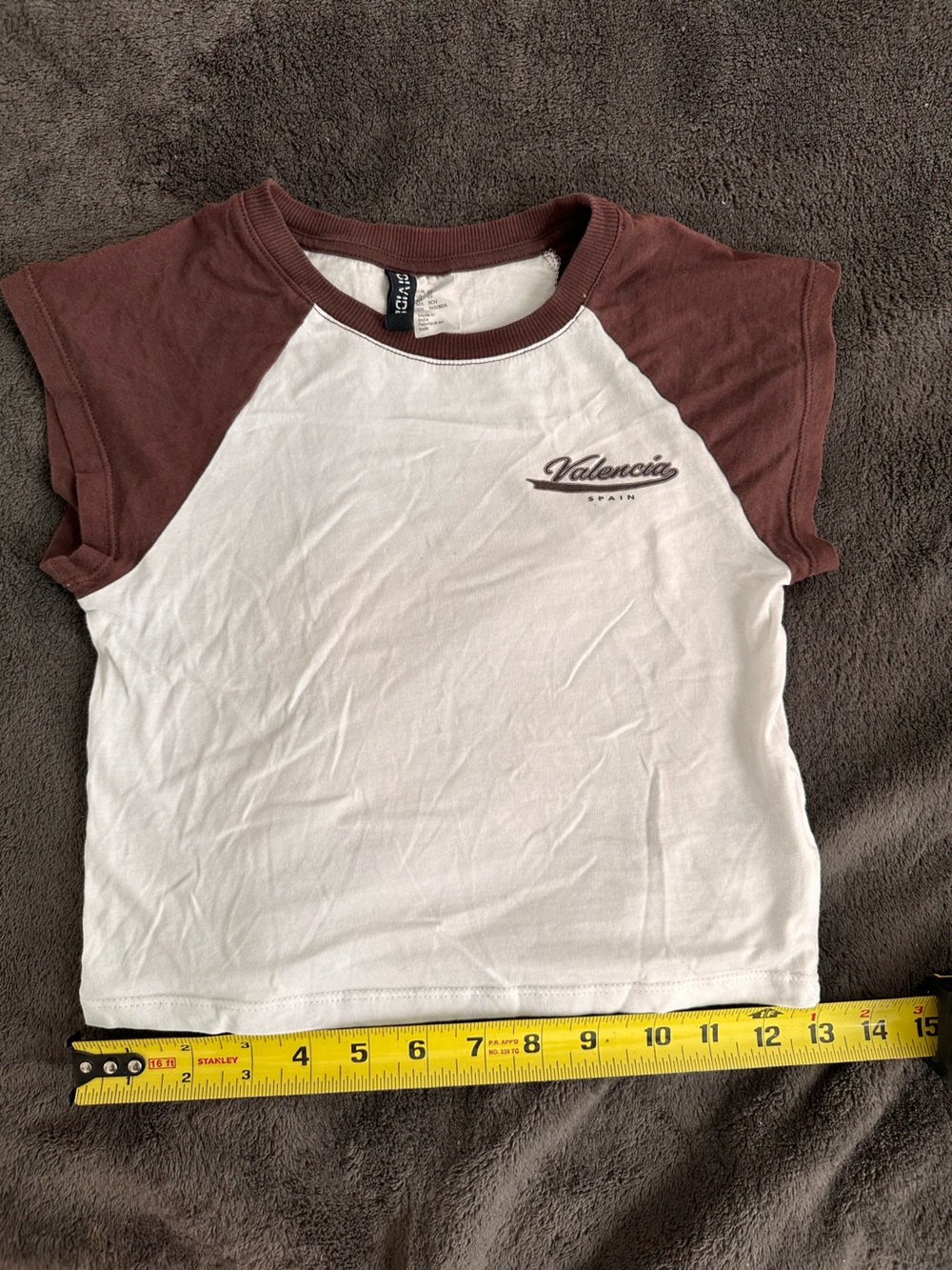 H&M White and Brown Valencia Crop Top